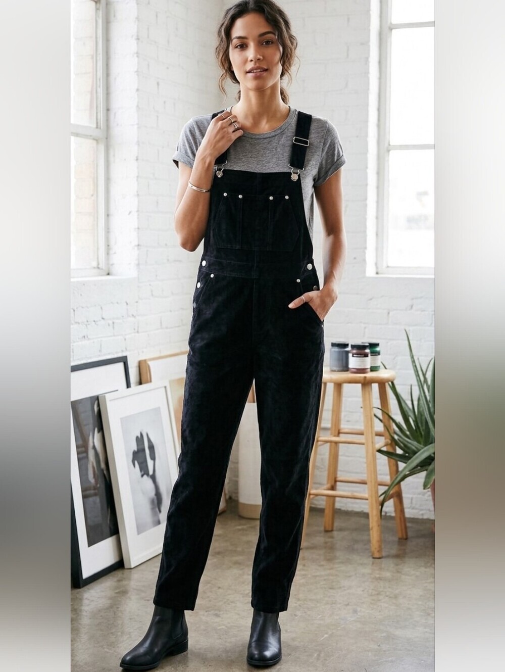 Vintage Xhilaration Overalls Black Velvet 90s Y2K